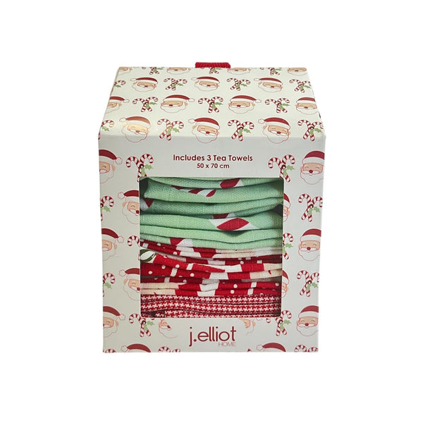 Festive Noel Gift Set of 3 Tea Towel 50x70x0.3cm Multi