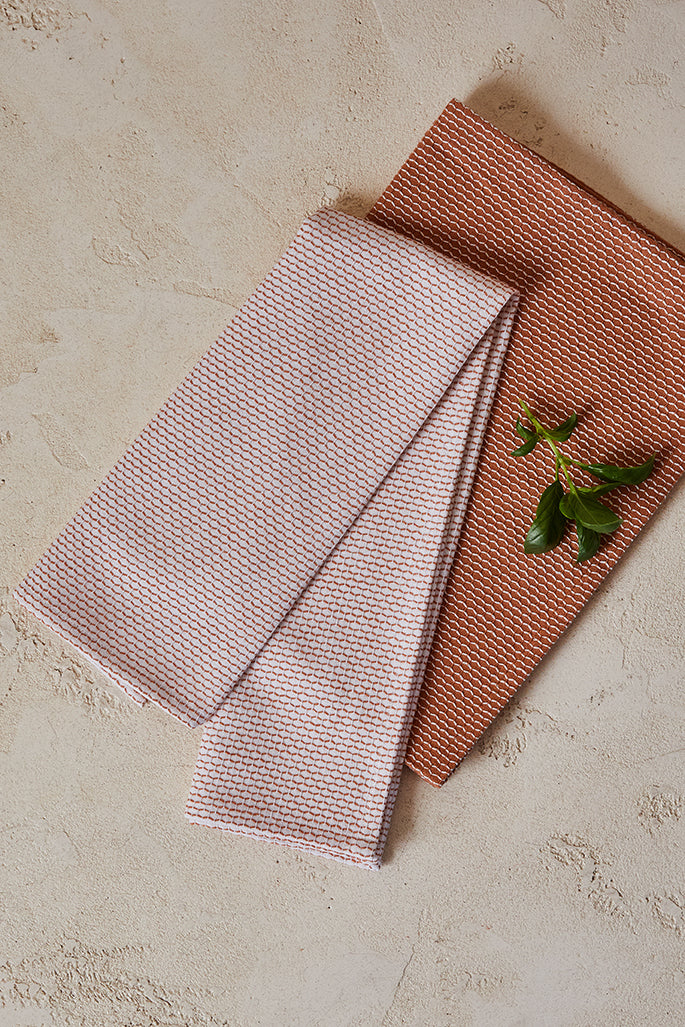 Field & Thread Woven 2pk Tea Towel 50x70x2cm Terracotta