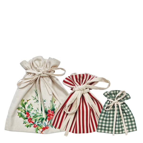 Floral Christmas Gift Bags 3pk White Multi; ETA End July