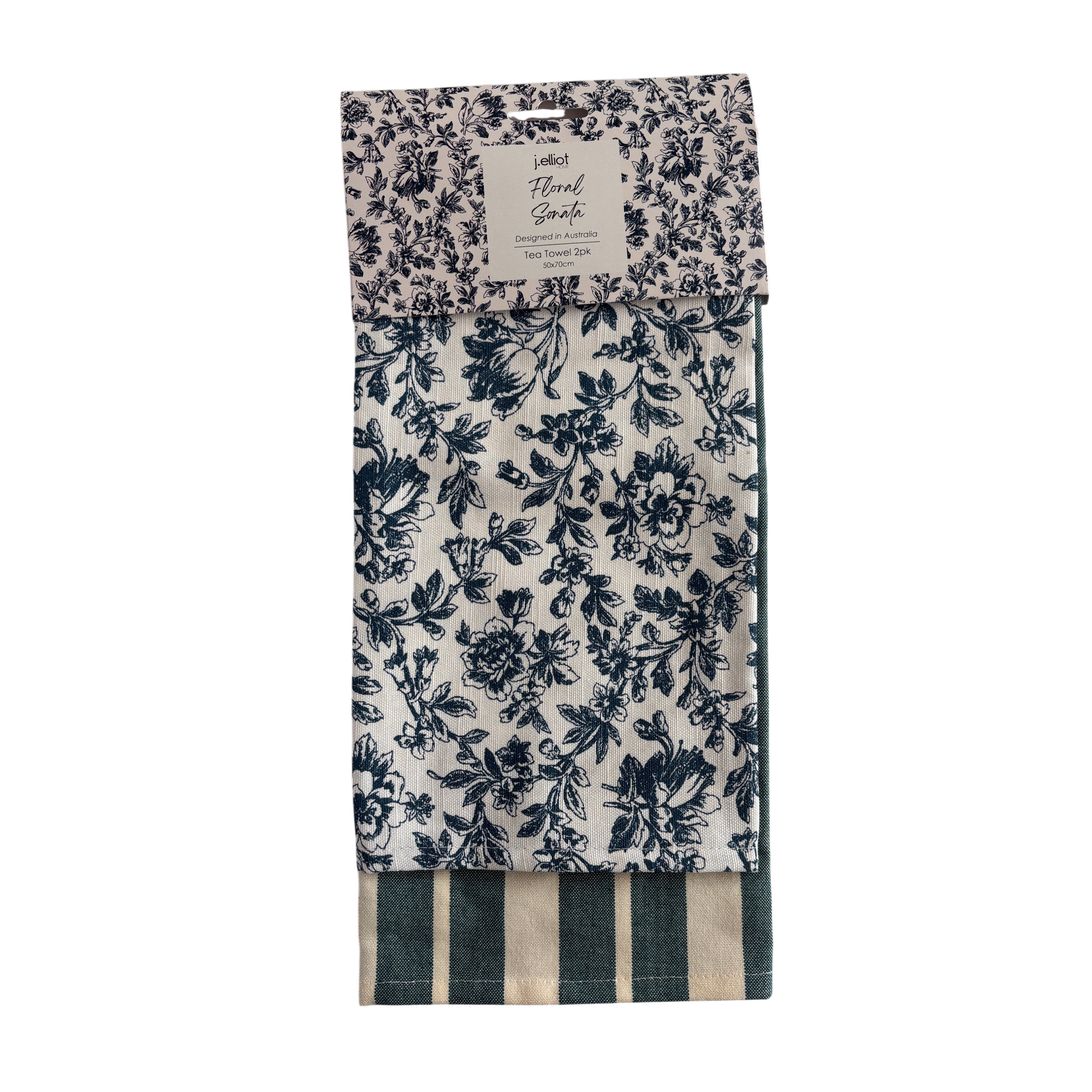 Floral Sonata 2pk Tea Towel Set 50x70cm Blue