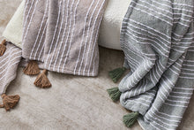 Load image into Gallery viewer, Mandy Stripe Throw 130x170cm Forest Green & Ivory
