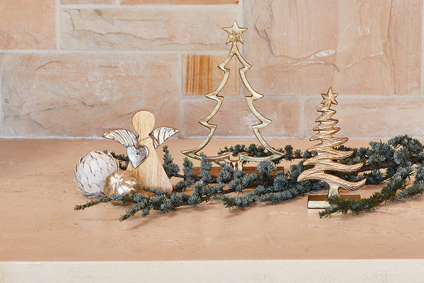 Frosty X-Mas Tree on Base Large 10x5x23cm Gold