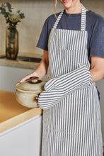 Load image into Gallery viewer, Jules Cotton Linen Striped Apron 83x68x0.3cm Charcoal & White