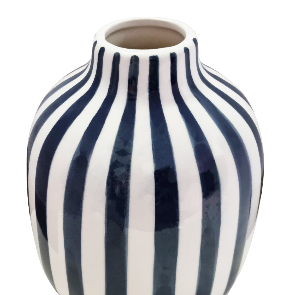Kellin Stripe Vase 16x16x20.5cm Navy