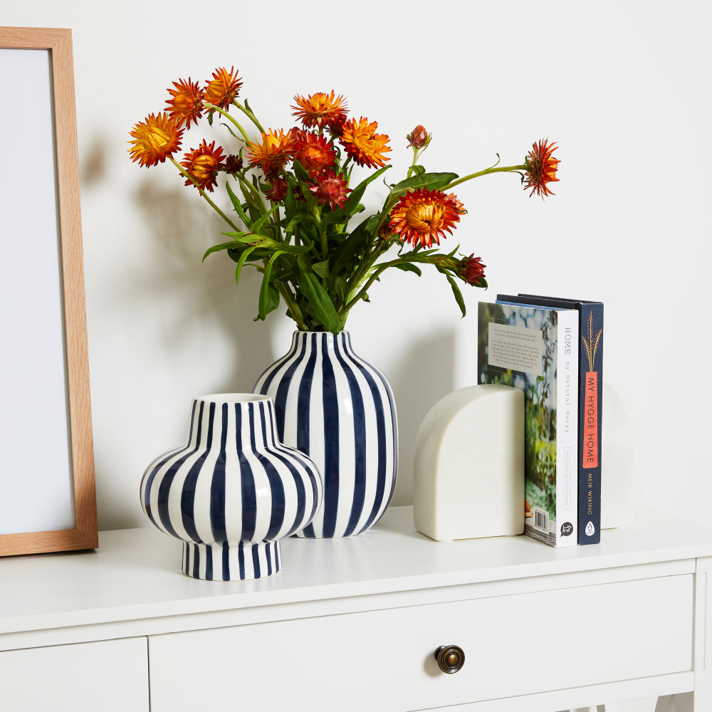 Kellin Stripe Vase 16x16x20.5cm Navy