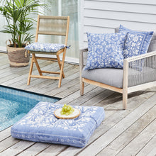 Load image into Gallery viewer, Kennedy Floor Cushion 65x65x12cm Dusty Blue & Ivory