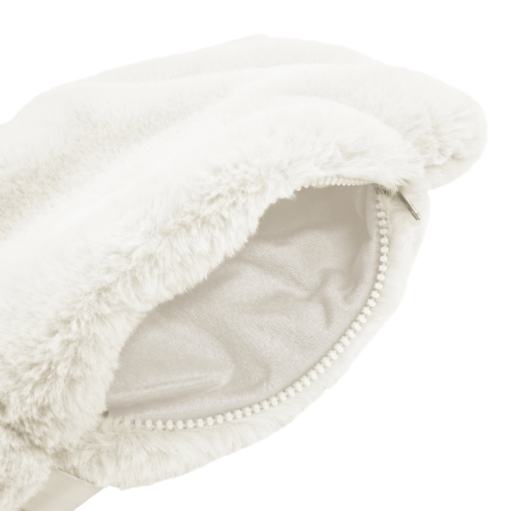 Layla Faux Fur Cosmetic Bag 24x14.5cm Ivory