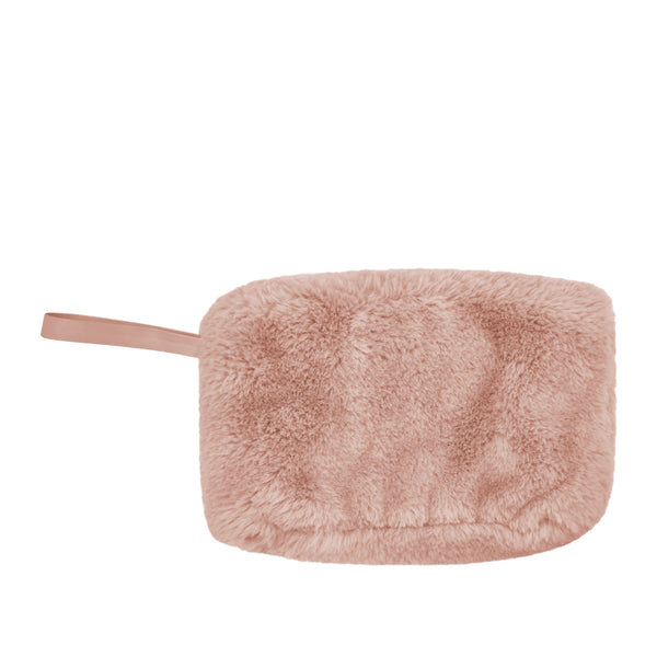 Layla Faux Fur Cosmetic Bag 24x14.5cm Soft Pink