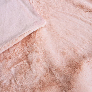 Layla Faux Fur Throw 130x160cm Soft Pink