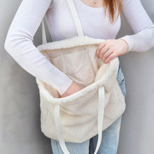 Load image into Gallery viewer, Layla Faux Fur Tote Bag 38x38cm Ivory
