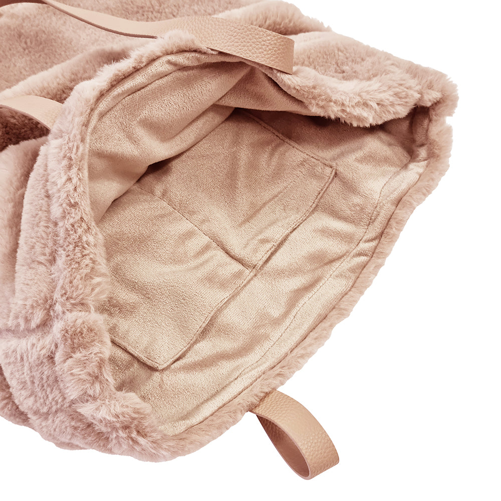 Layla Faux Fur Tote Bag 38x38cm Soft Pink