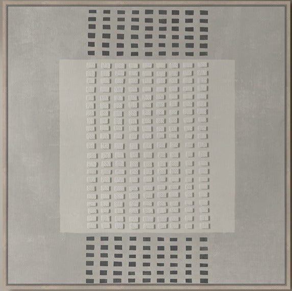 Linear Trail Framed Canvas 80x80x4cm Grey & Beige Multi
