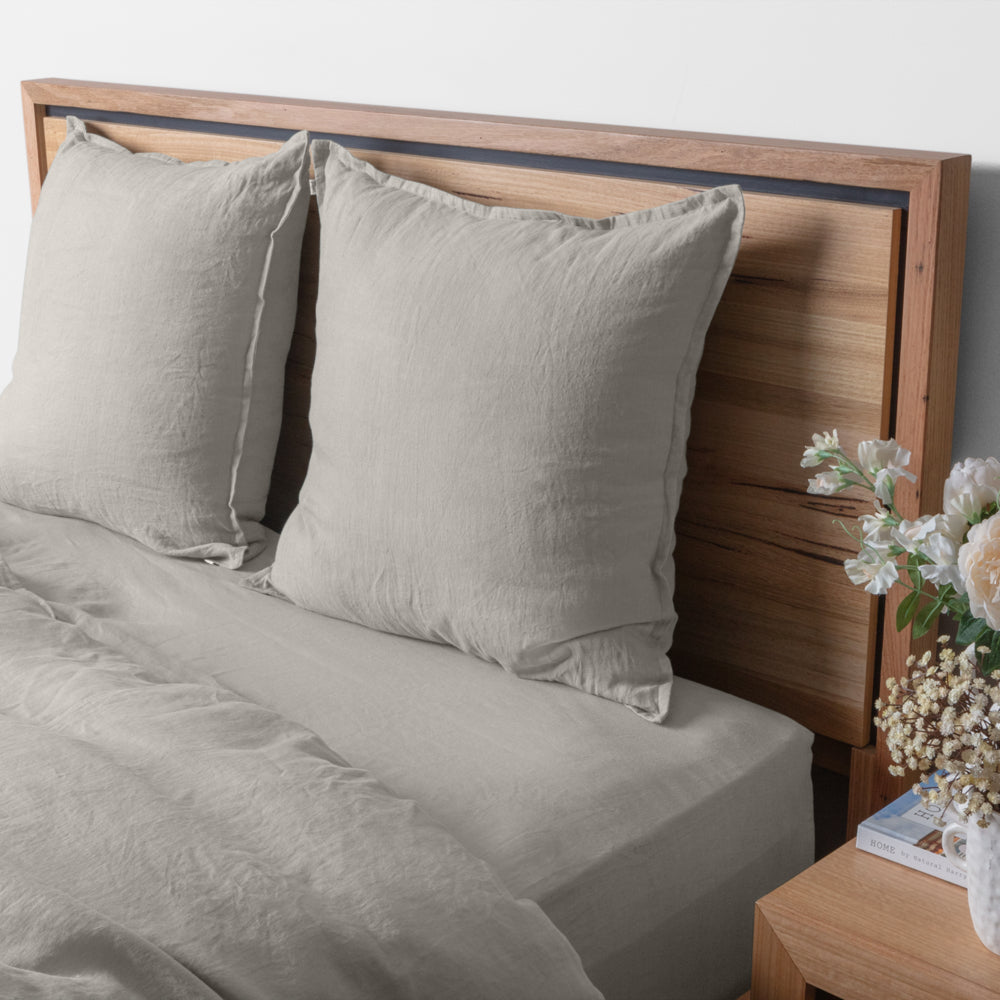 Linen Collection Queen Duvet Set Stone