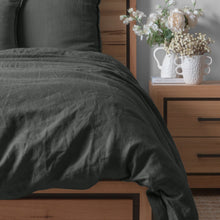 Load image into Gallery viewer, Linen Collection King Duvet Set Charcoal
