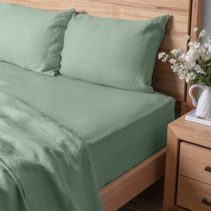 Linen Collection King Fitted Sheet and Pillowcase combo Mint; ETA End July
