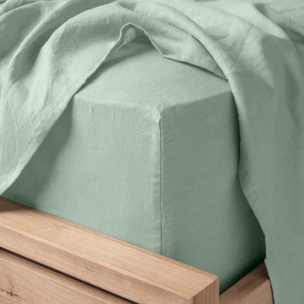Linen Collection King Fitted Sheet and Pillowcase combo Mint; ETA Late July