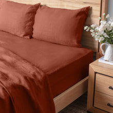 Load image into Gallery viewer, Linen Collection King Fitted Sheet and Pillowcase combo Rust
