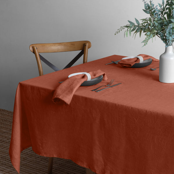 Linen Collection Tablecloth 150x270cm Rust; ETA End July