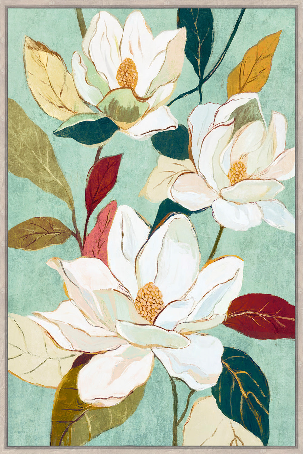 Madame Fleur Framed Canvas 60x90x4cm Blue & White Multi