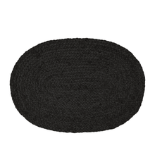 Load image into Gallery viewer, Madden Jute Placemat 4 Pack Oval 35x50cm Black