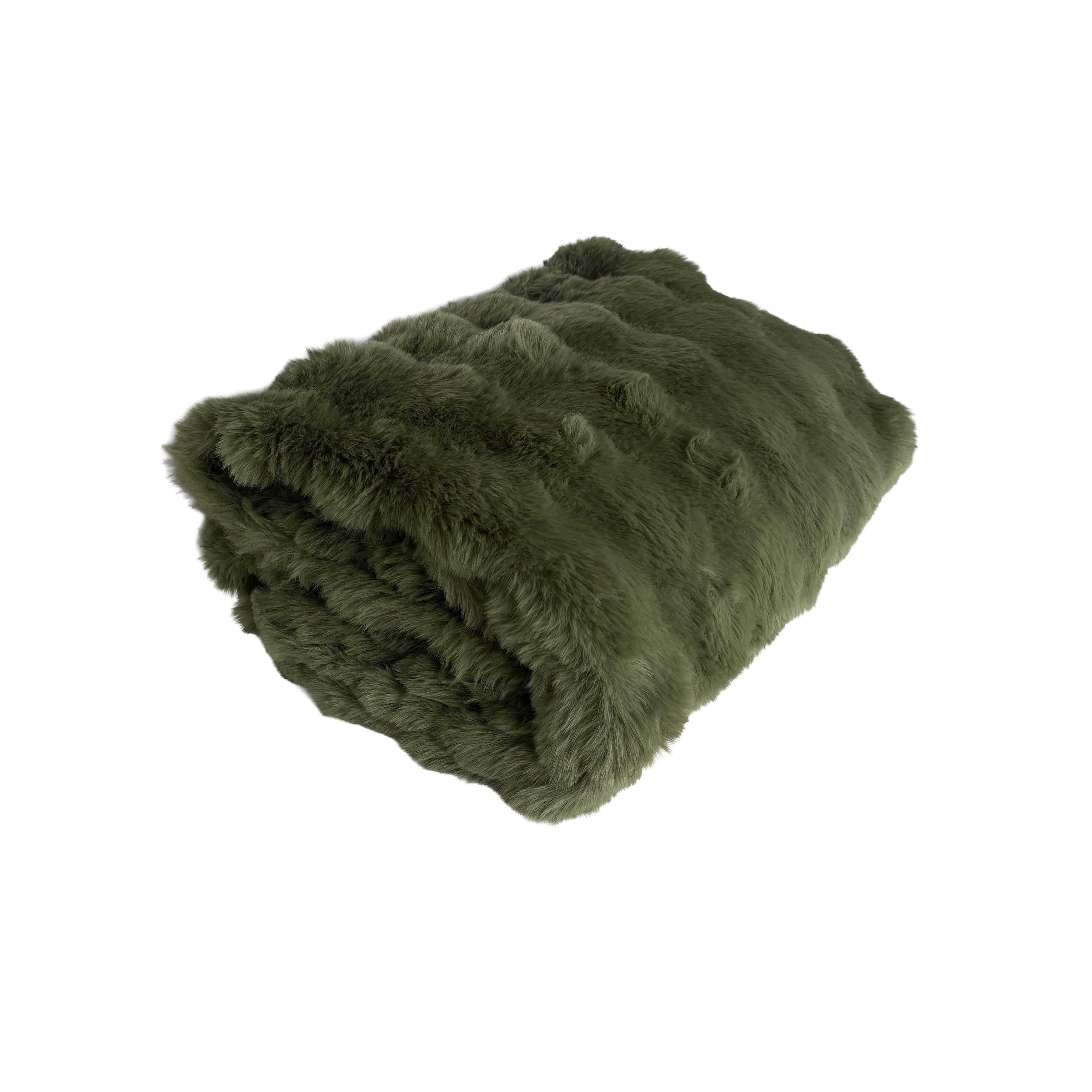 Mallow Faux Fur Throw 130x180cm Forest Green
