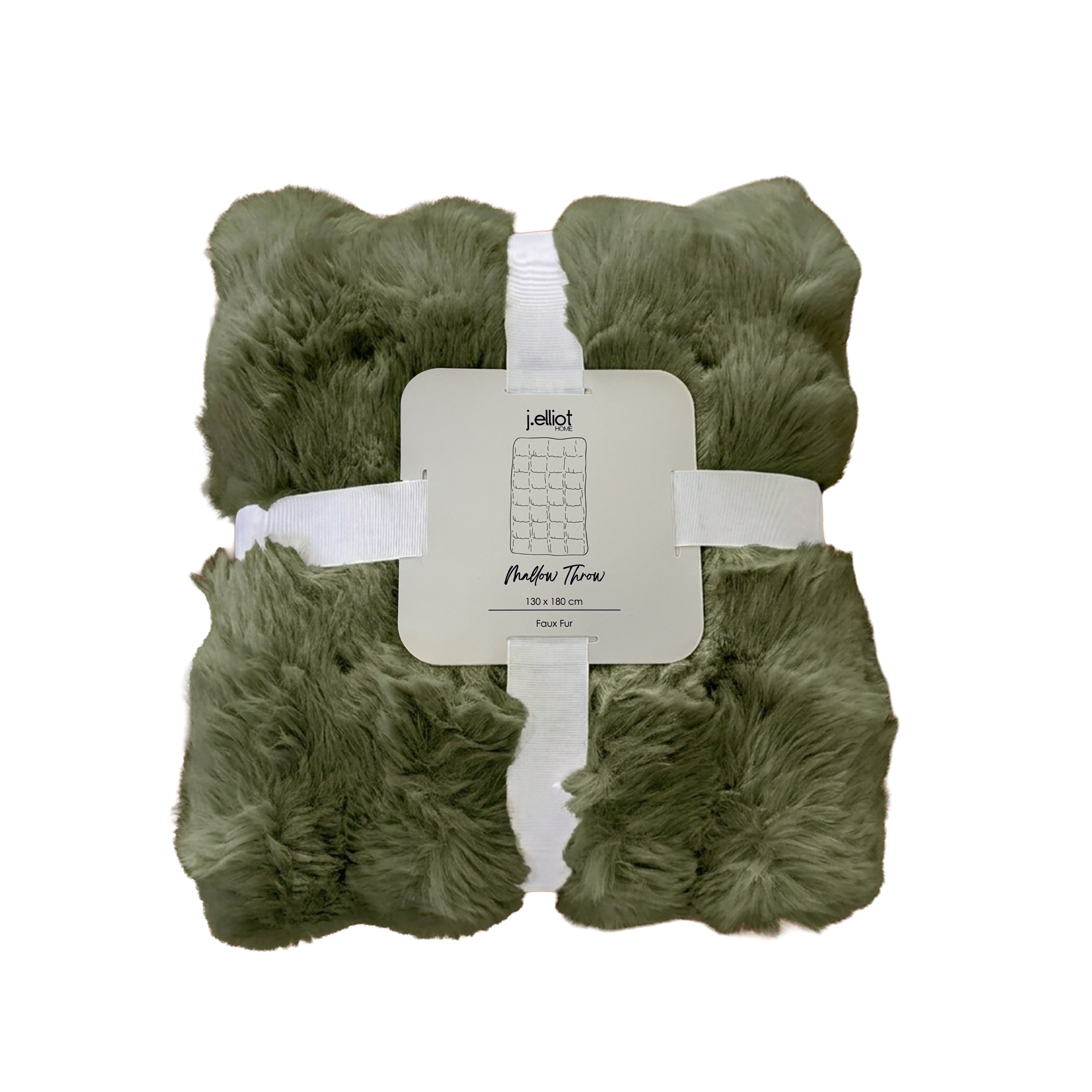 Mallow Faux Fur Throw 130x180cm Forest Green