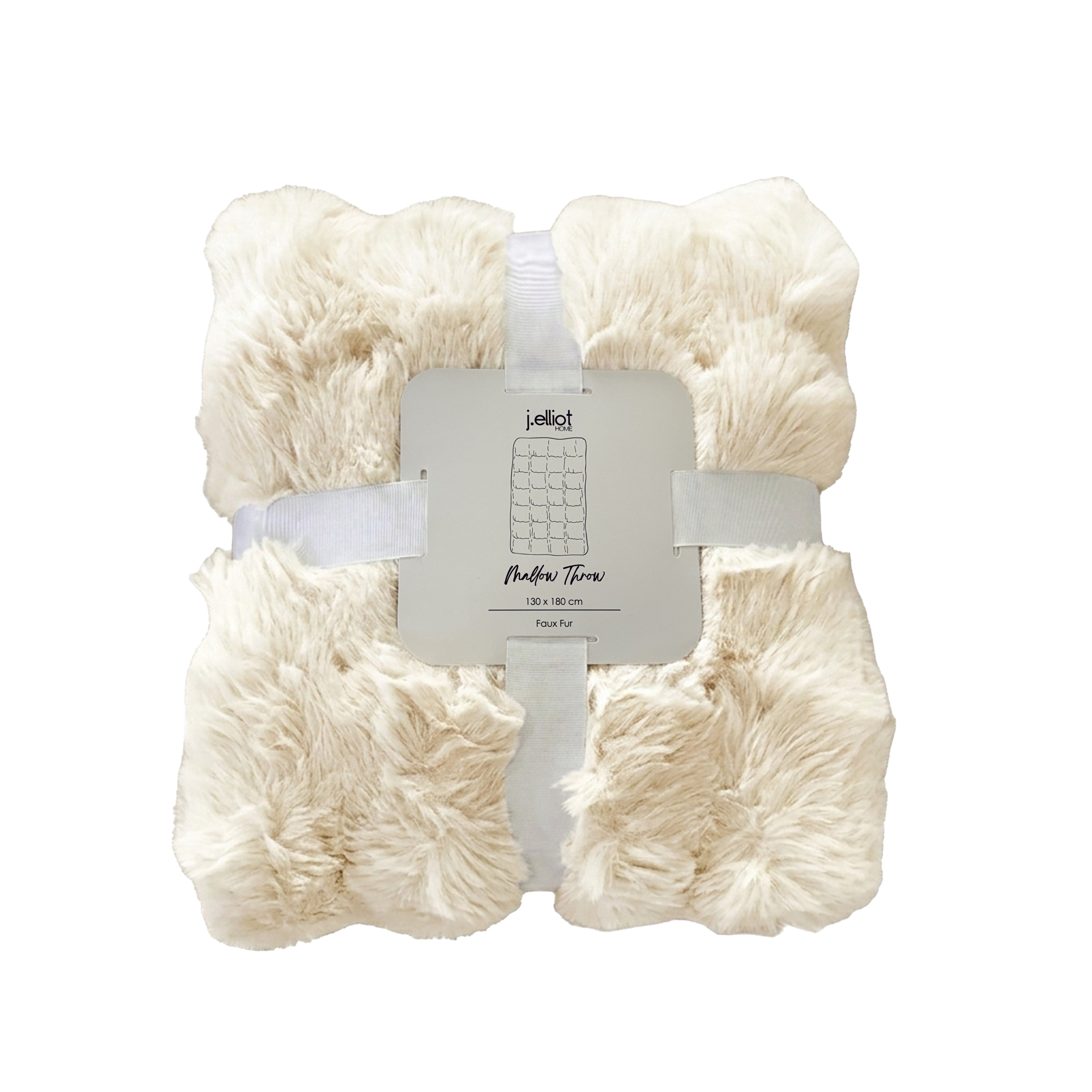 Mallow Faux Fur Throw 130x180cm Ivory