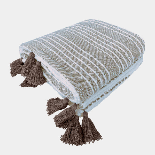 Mandy Stripe Throw 130x170cm Taupe & Ivory
