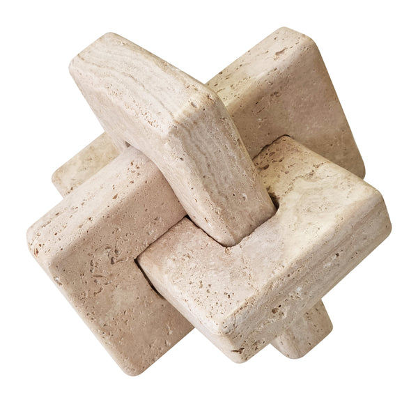 Maria Decorative Object 20x20x20cm Travertine Marble