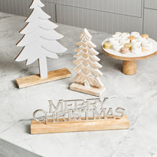Load image into Gallery viewer, Merry Christmas Greetings Decoration 38x6.5x13cm Silver & Natural
