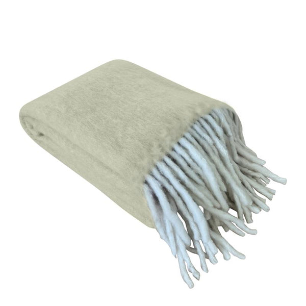 Michelle Faux Mohair Throw 130x170cm Dusty Green