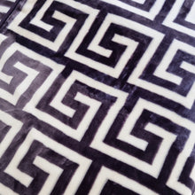 Load image into Gallery viewer, Mink Blanket 800GSM Double Greek Key Design Navy Charcoal
