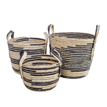 Load image into Gallery viewer, Omari Set of 3 Baskets Black & Natural