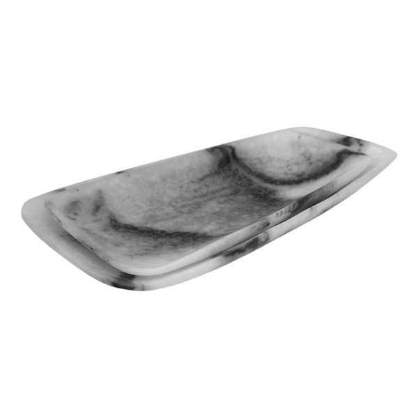 Orion Set of 2 Rectangular Trays 23x12.5x3.5cm Grey Stone Matt