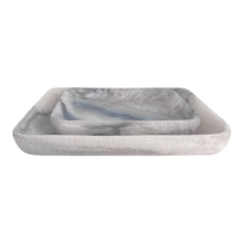 Load image into Gallery viewer, Orion Set of 2 Square Trays 20x20x2.5cm Grey Stone Matt