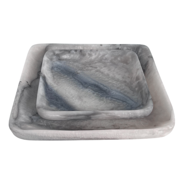 Orion Set of 2 Square Trays 20x20x2.5cm Grey Stone Matt