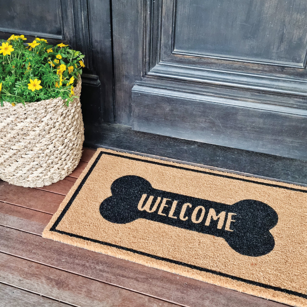 PVC Backed Coir Mat 45x75cm Dog Welcome