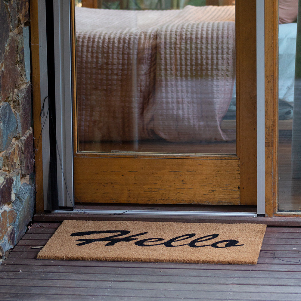 PVC Backed Coir Printed Mat 45x75cm Hello