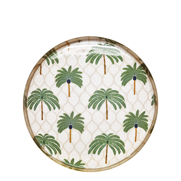 Palm Round Serving Tray Medium 25x2.5cm Gold