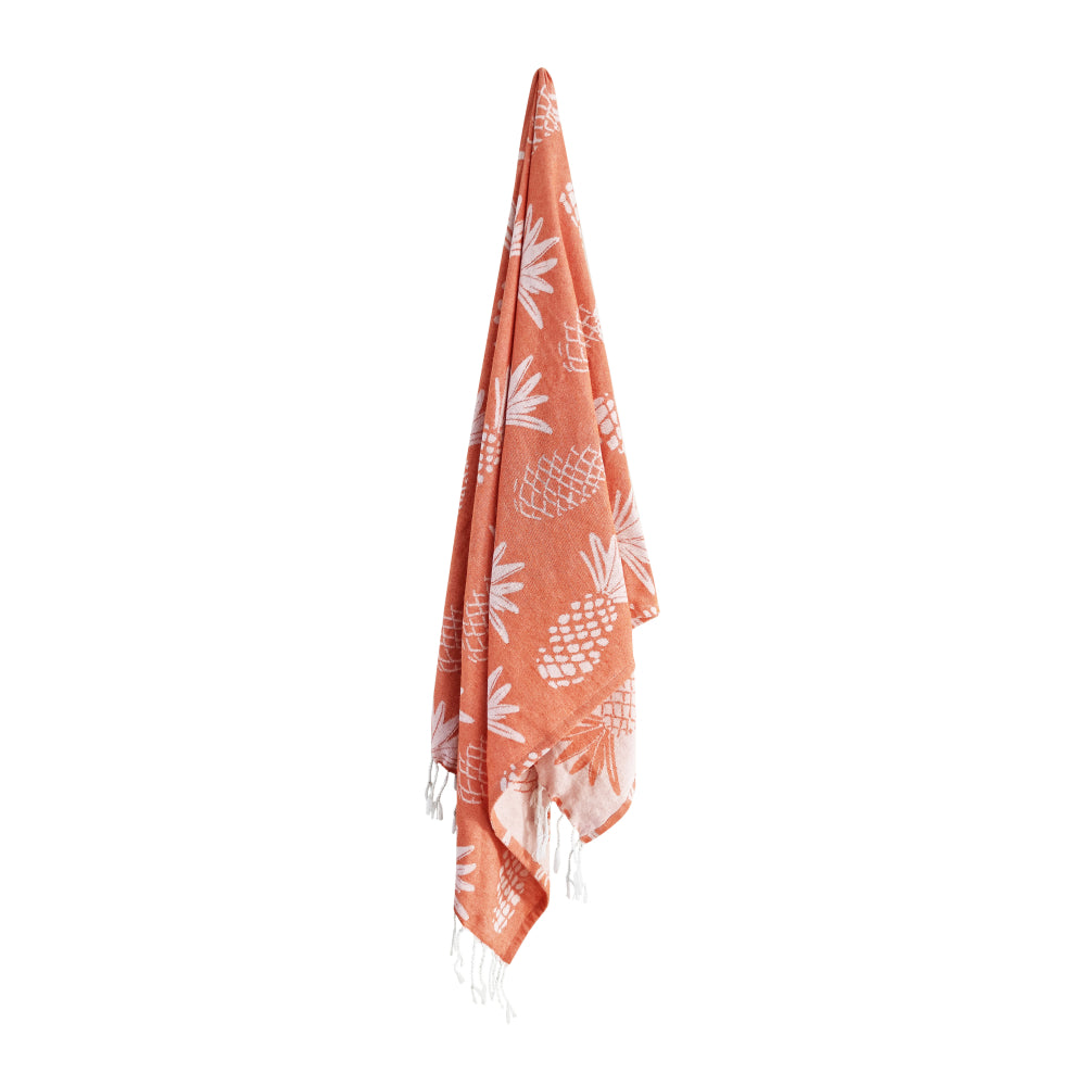 Pineapple Turkish Towel 90x180cm Tangerine & White