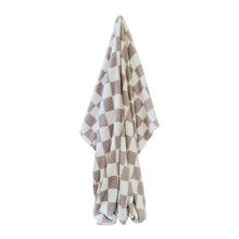 Load image into Gallery viewer, Printed Sherpa Throw 210GSM Checkered 180x200cm Natural
