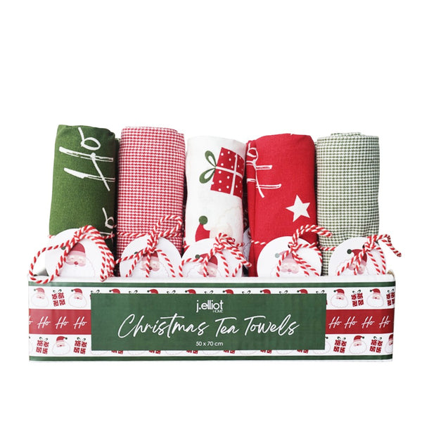 Santa Gift Set of 20 Tea Towel Multi; ETA End July