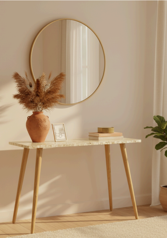 Elodie Pearl Console Table 93x40x73cm Natural