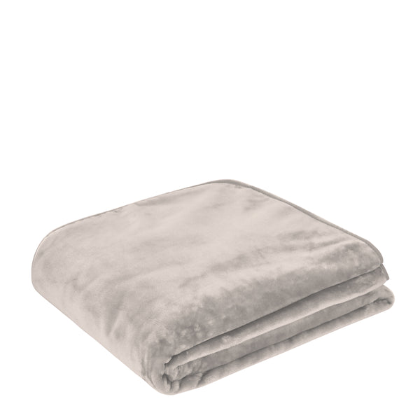 Solid Faux Mink Blanket 600gsm 220x240cm Grey Beige