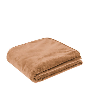 Solid Faux Mink Blanket 600gsm 220x240cm Pecan