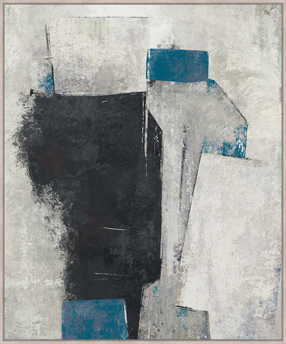 Surreal Echo Framed Canvas 100x120x4cm Grey & Blue Multi