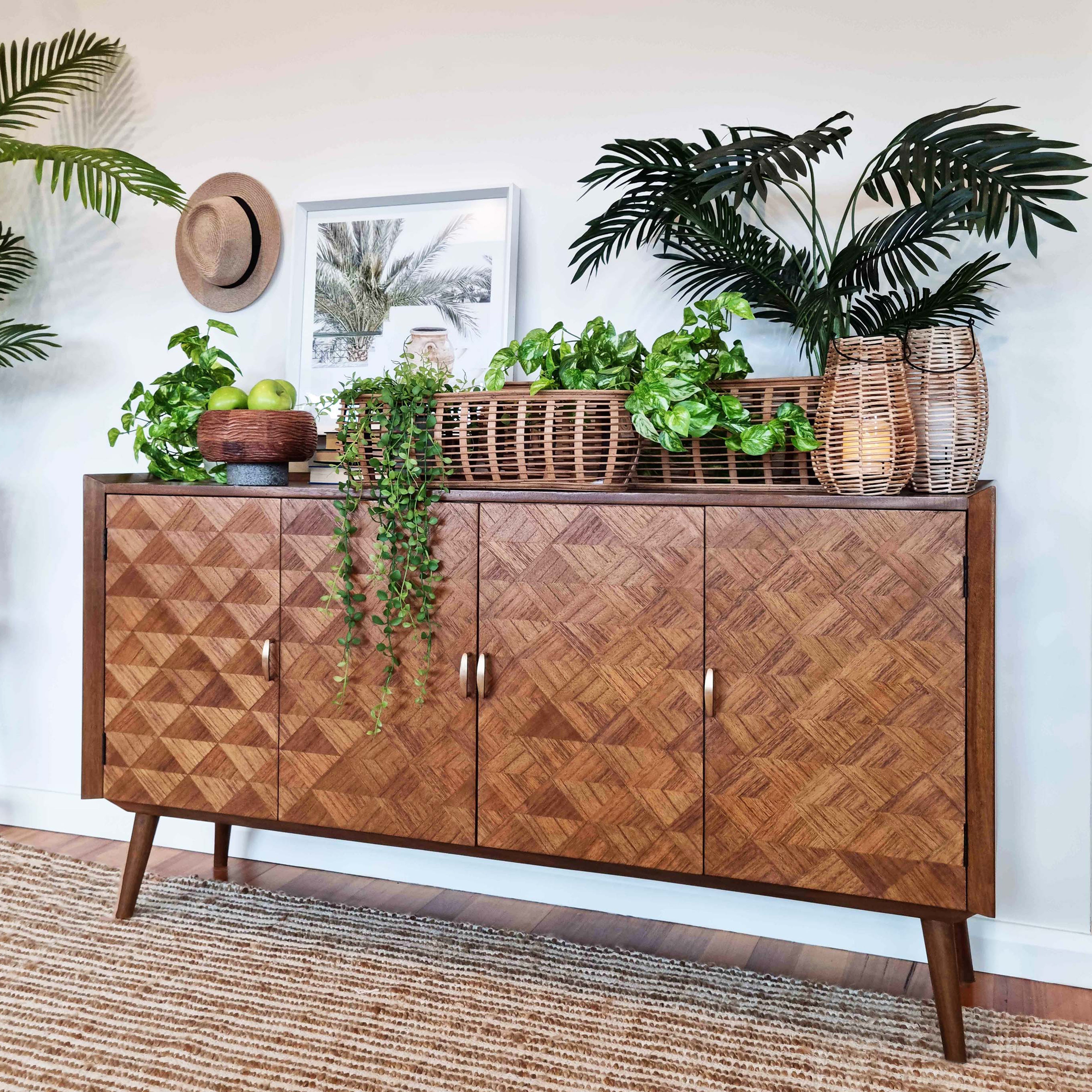 Tasmin 4 Door Buffet Sideboard 170x45x90cm Natural