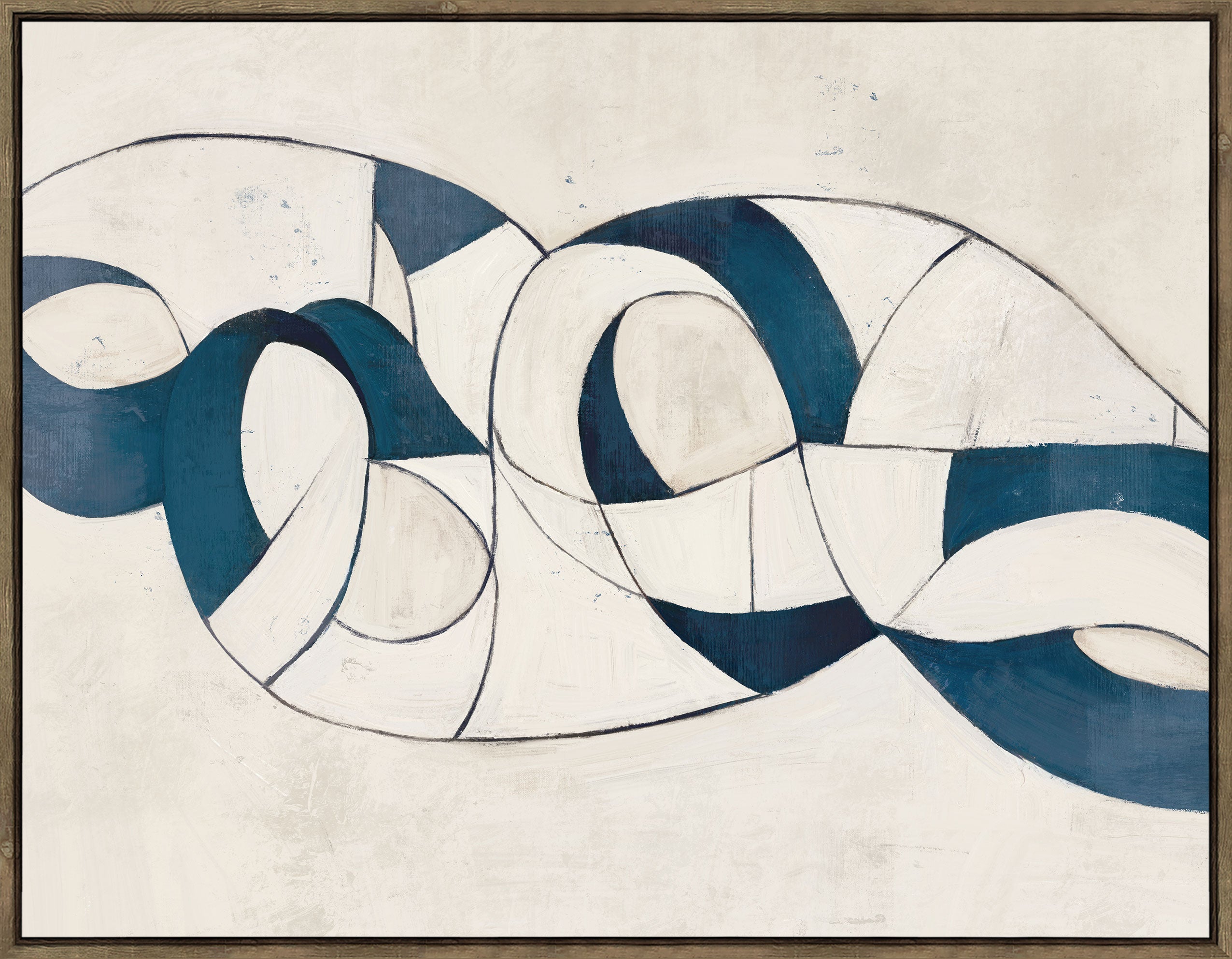 Timeless Drift Framed Canvas 70x90x4cm Beige & Blue Multi
