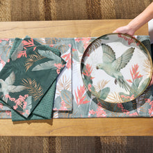 Load image into Gallery viewer, Tropical 4 Pack Placemats 33x48cm White &amp; Evergreen
