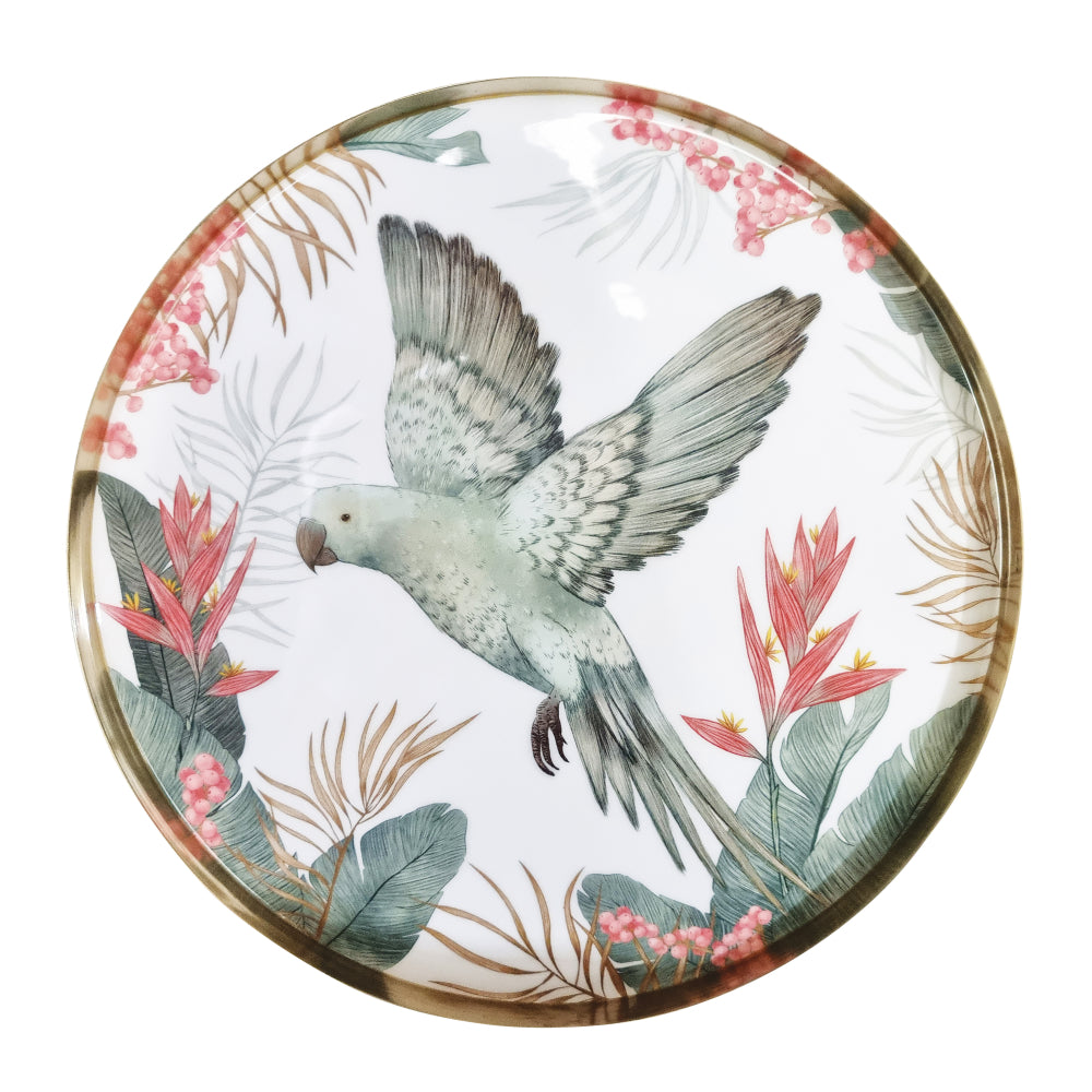 Tropical Round Serving Tray Large 35x2.5cm Gold